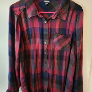 Torrid plaid button down top
